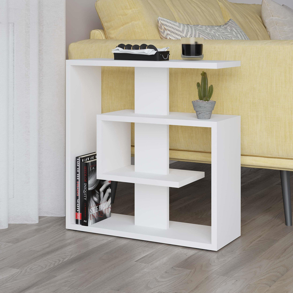 Decortie Saly White Modern Side End Table Image 3