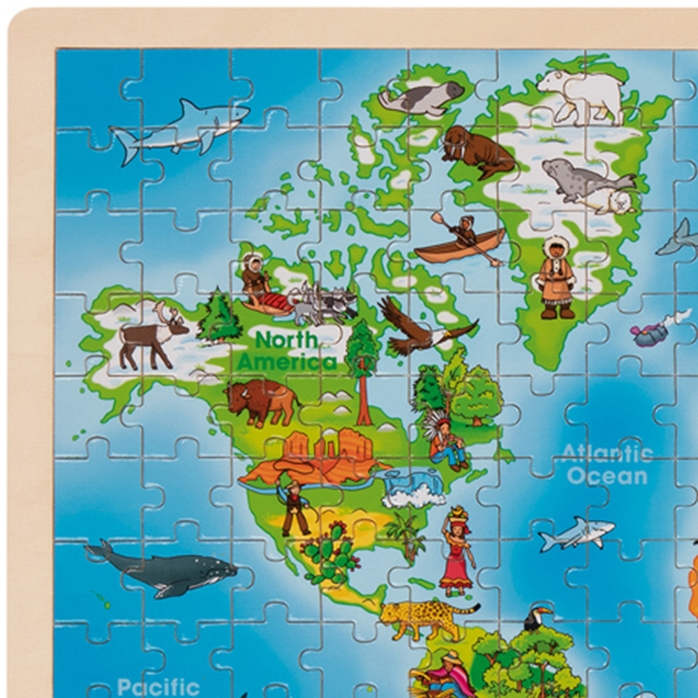 Goki Wooden 192 Pieces Giant World Jigsaw Puzzle Image 2