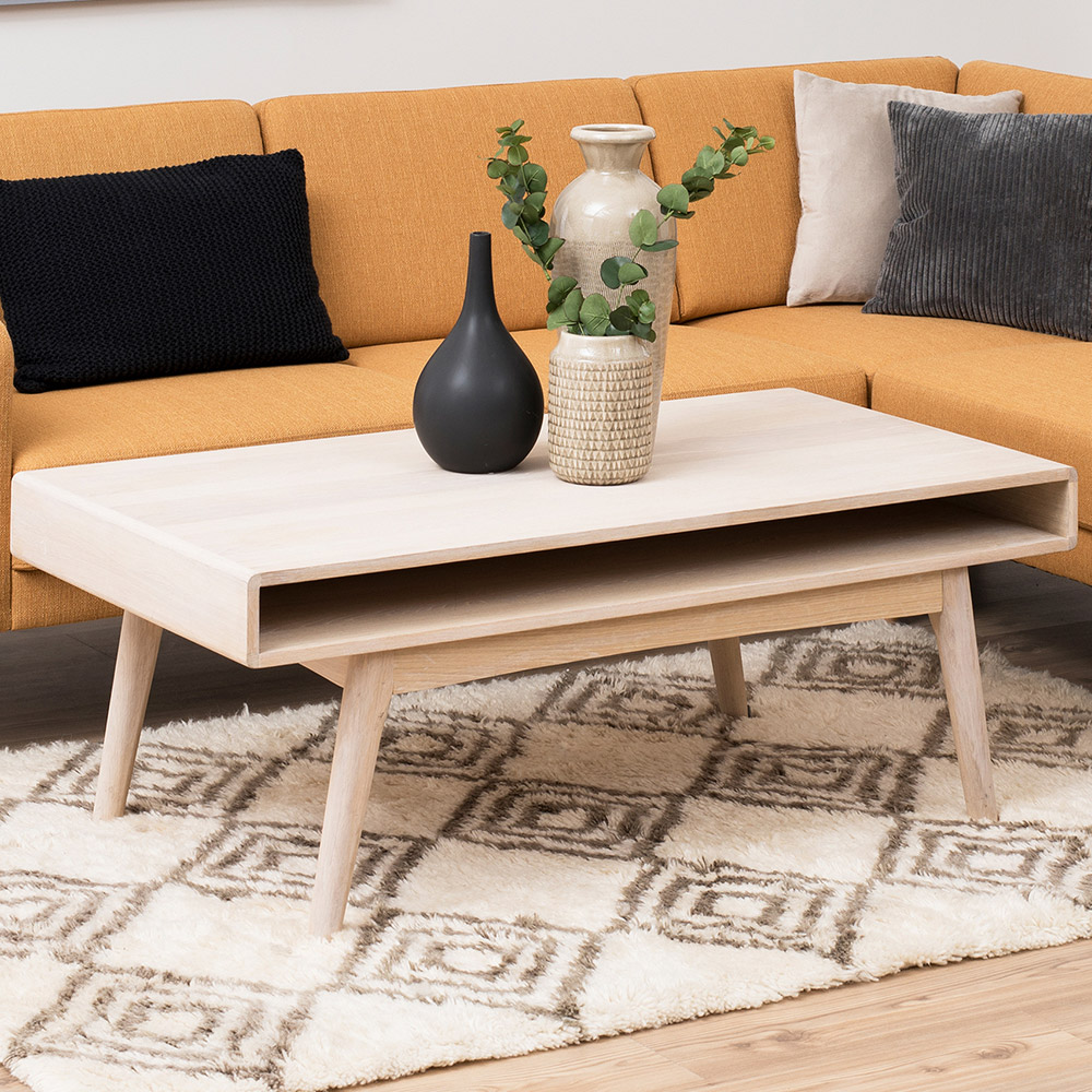 Florence Marte Single Shelf White Oak Coffee Table Image 1