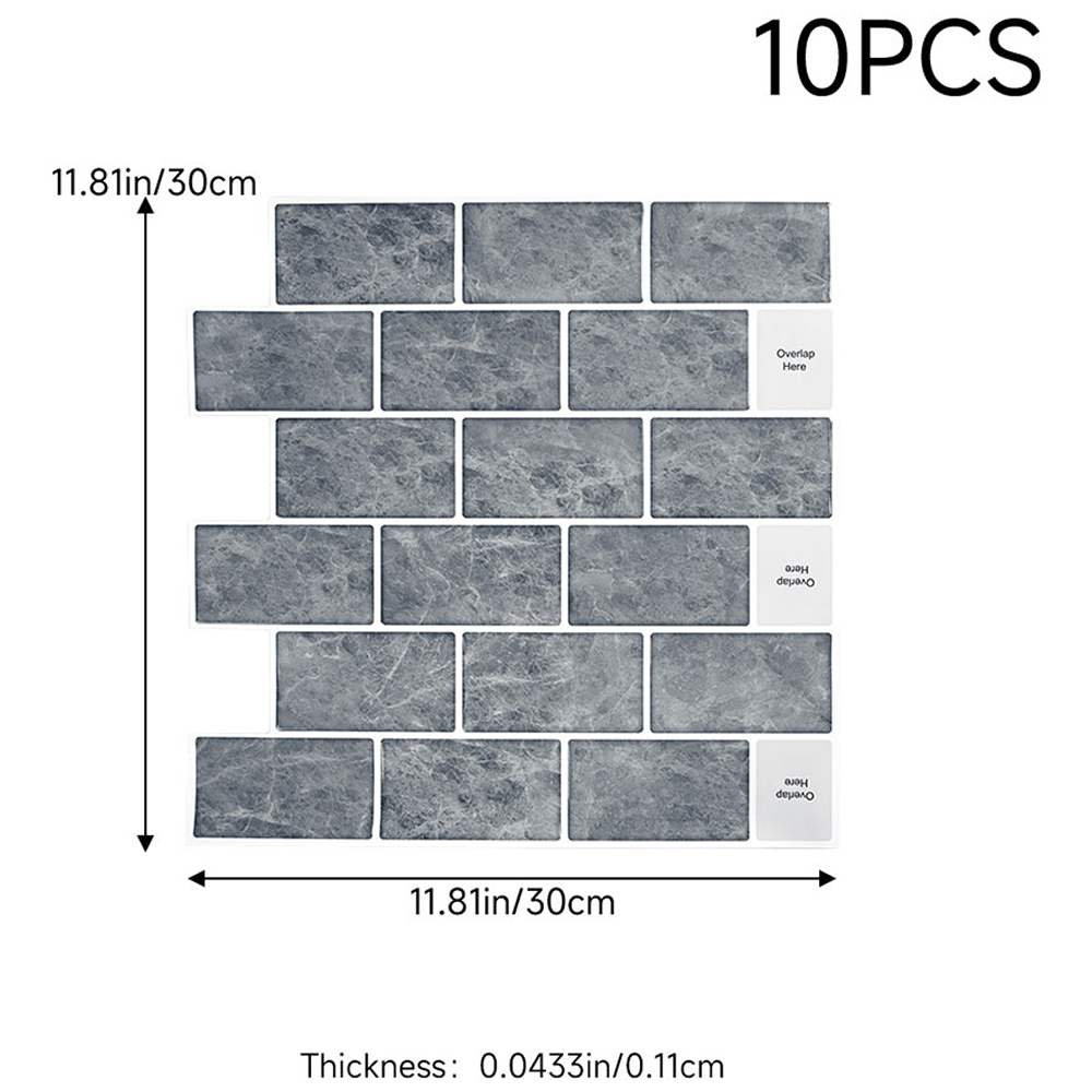 Living and Home Marble Grey Peel and Stick Wall Tile Sticker 10 Pack Image 9