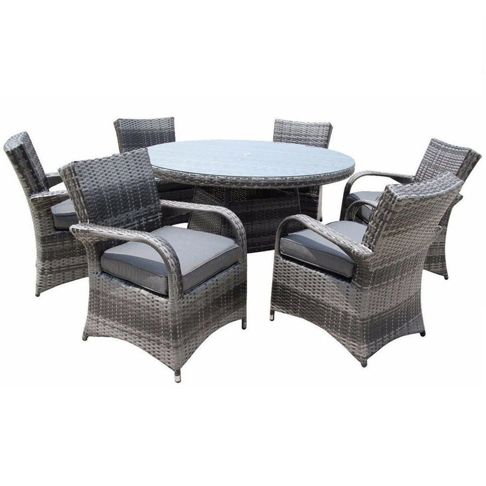 Furniture One 6 Seater Grey Rattan Garden Dining Set Image 2