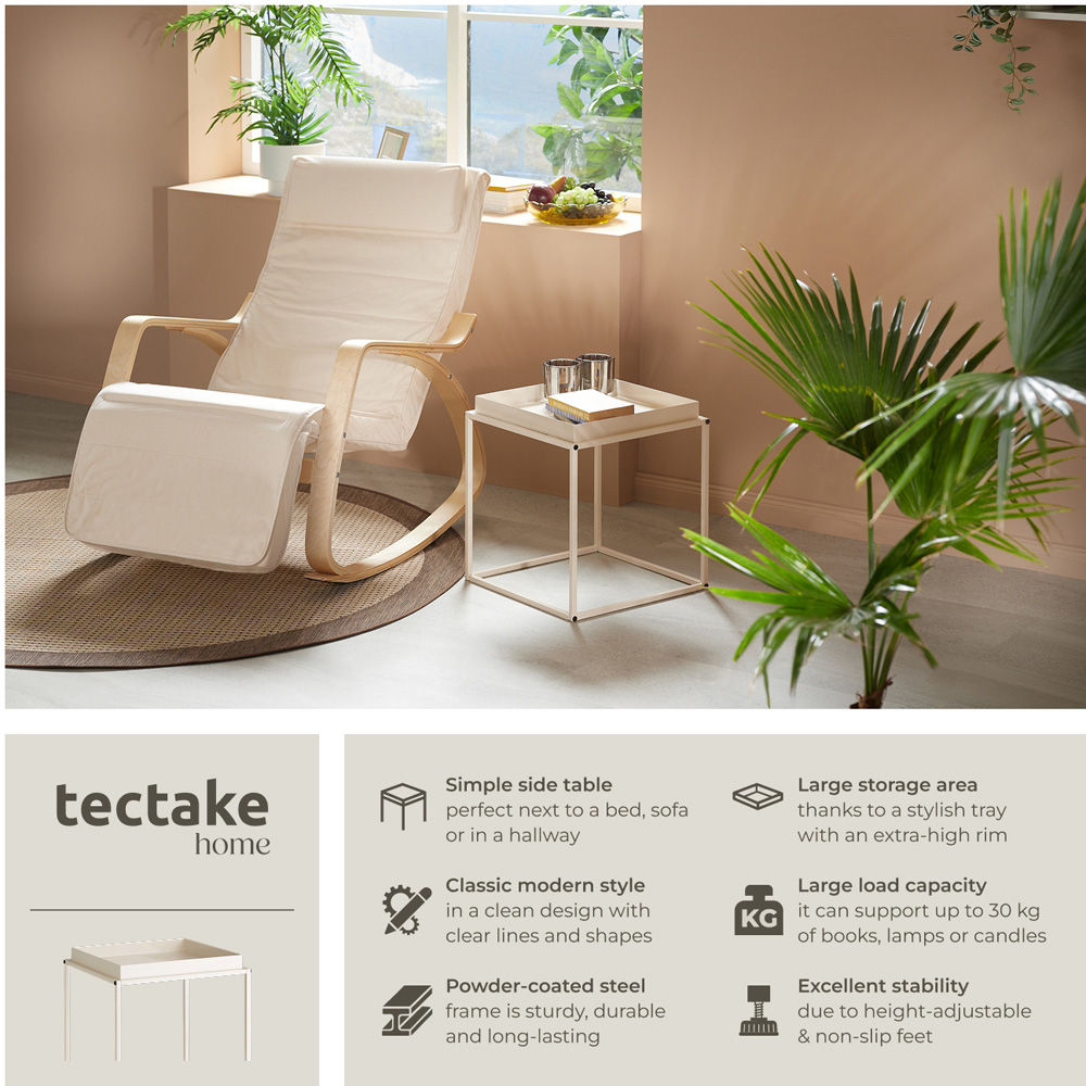 tectake Cambridge Single Shelf Cream Bedside Table Image 3