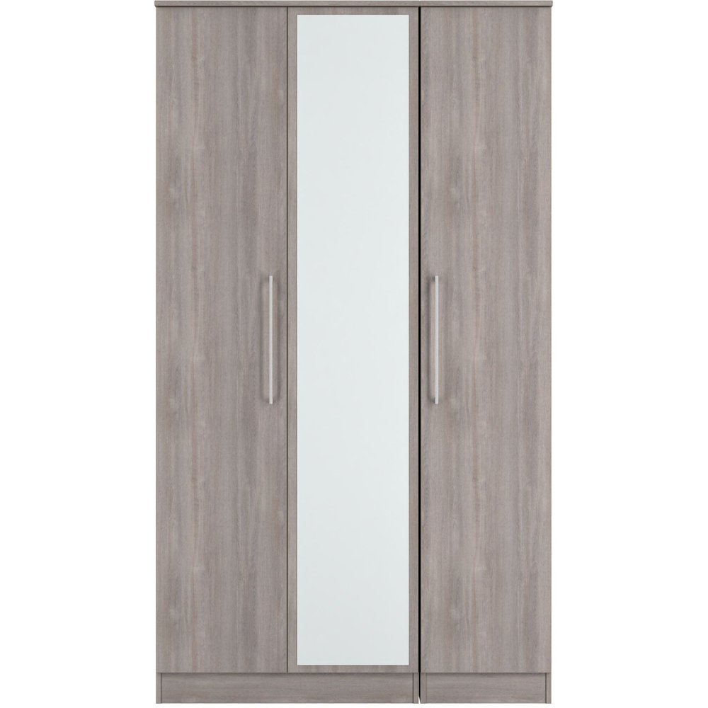 Crowndale Worcester 3 Door Grey Oak Tall Mirrored Wardrobe Ready Assembled Image 2