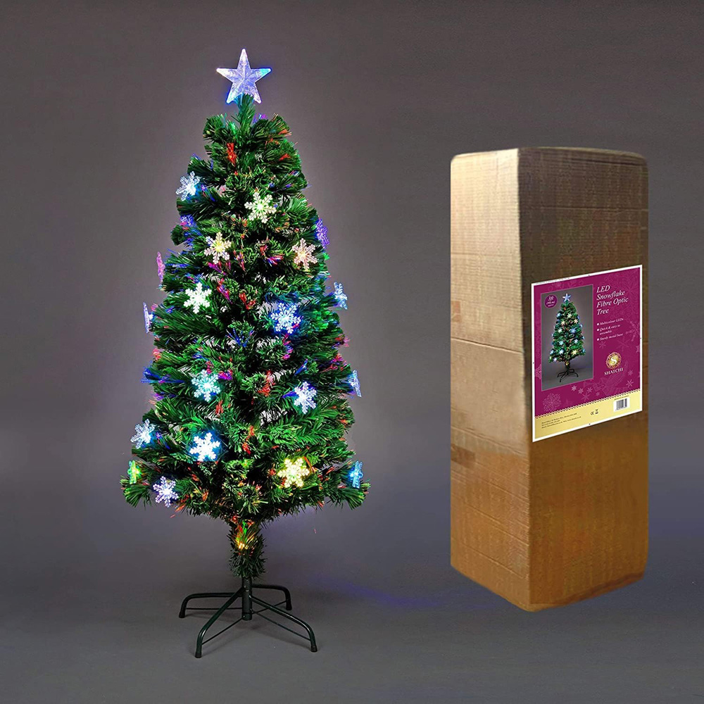 Shatchi Fibre Optic Multicolour LED Pre-Lit Artificial Christmas Tree with Snowflakes 3ft Image 5
