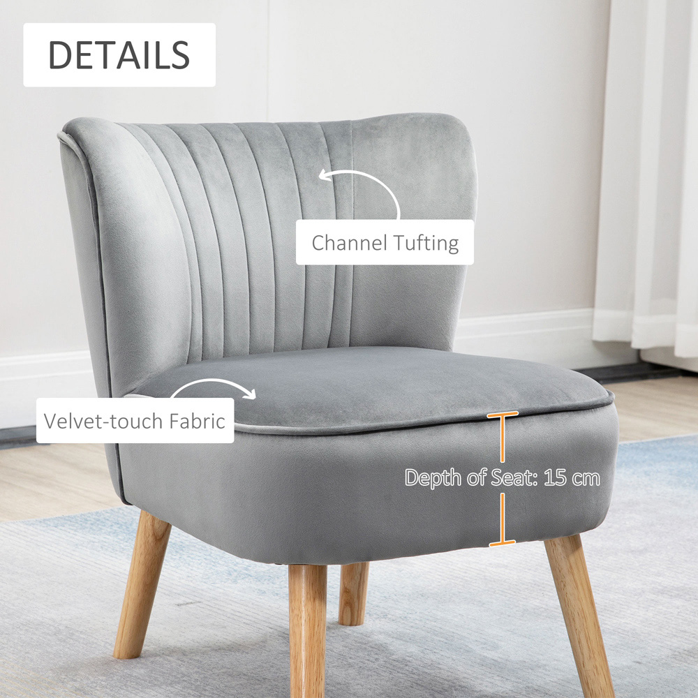 Portland Grey Tufted Accent Chair with Footstool Image 6