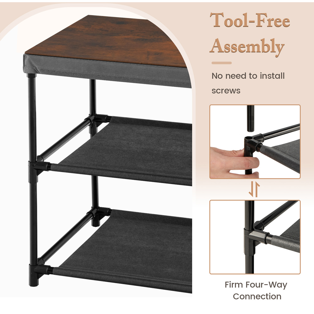 Costway 2 Drawer Grey Bedside Table with Removable Lid Image 7