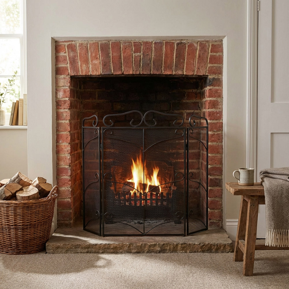 3 Panel Fiona Firescreen - Black Image 2