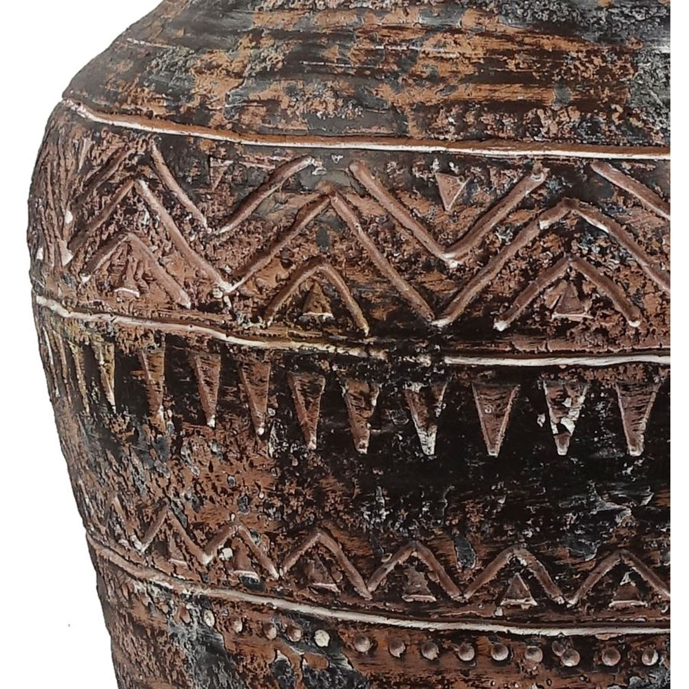 Leaf Aztec Brown Textured Vase Composite Planter 40 x 32cm Image 3