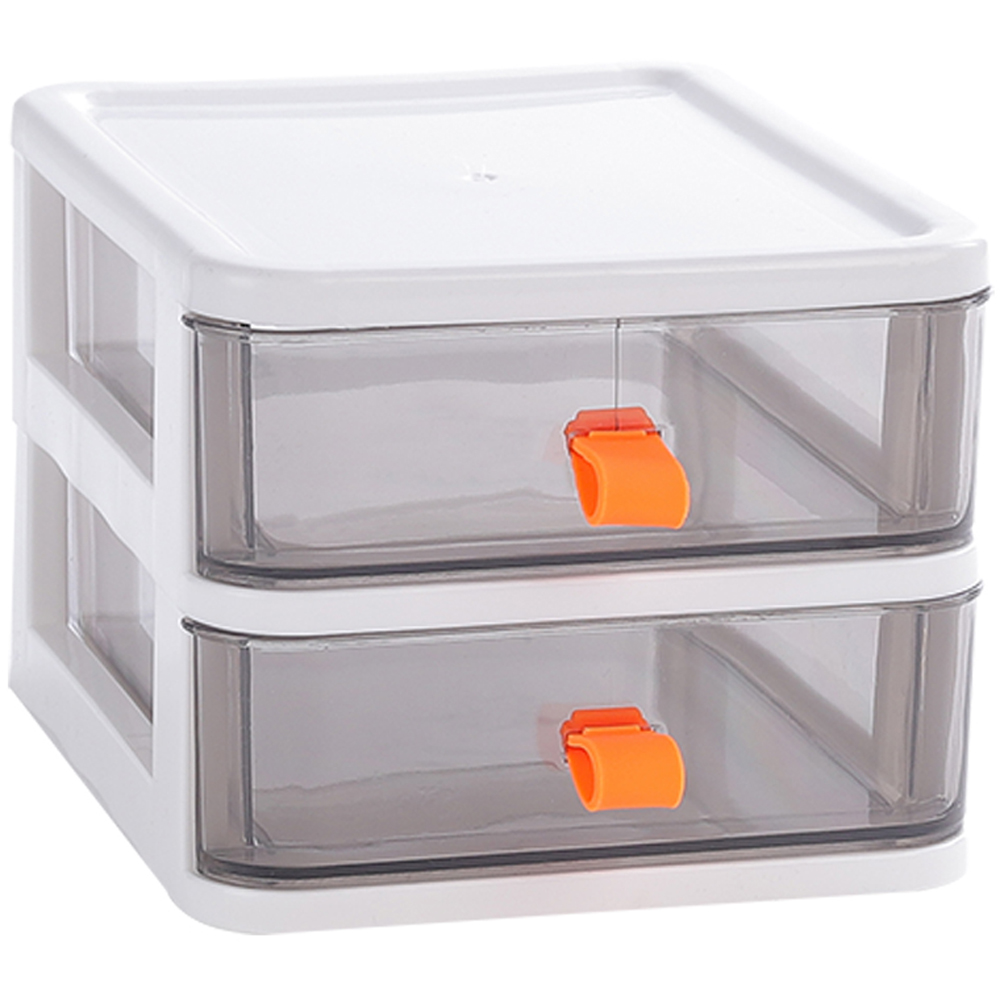 Living and Home 2 Drawer Clear White Storage Box Image 1