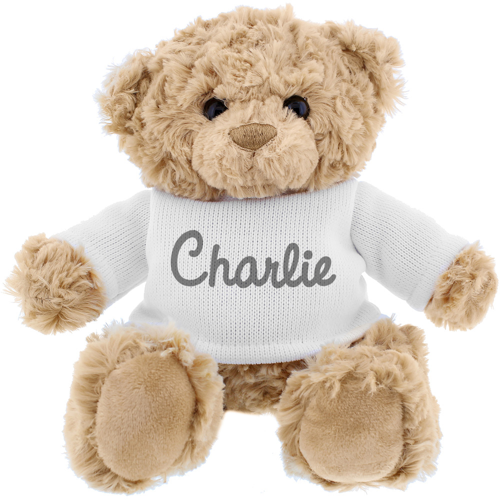 Personalised Memento Grey Name Only Teddy Bear Image 1