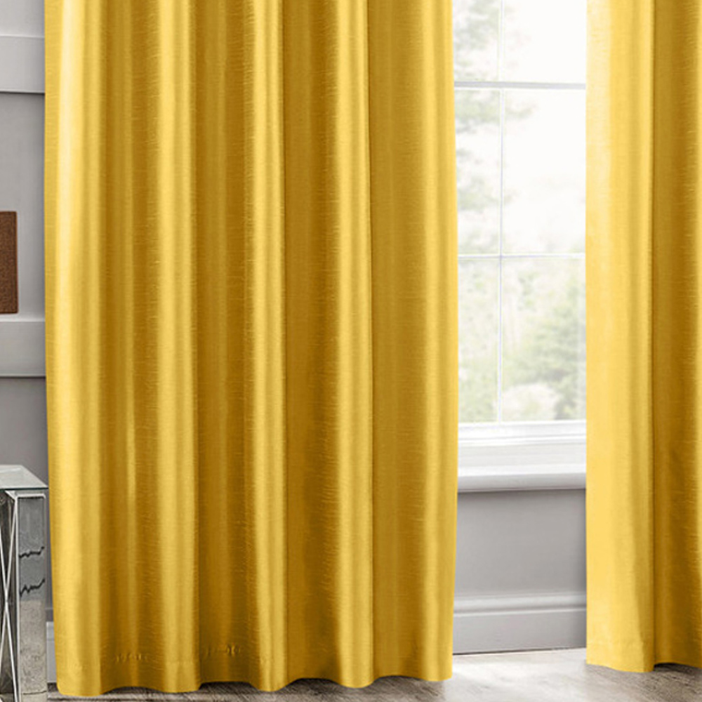 Intimates Faux Silk Ochre Ring Top Curtains 168X229cm Image 3