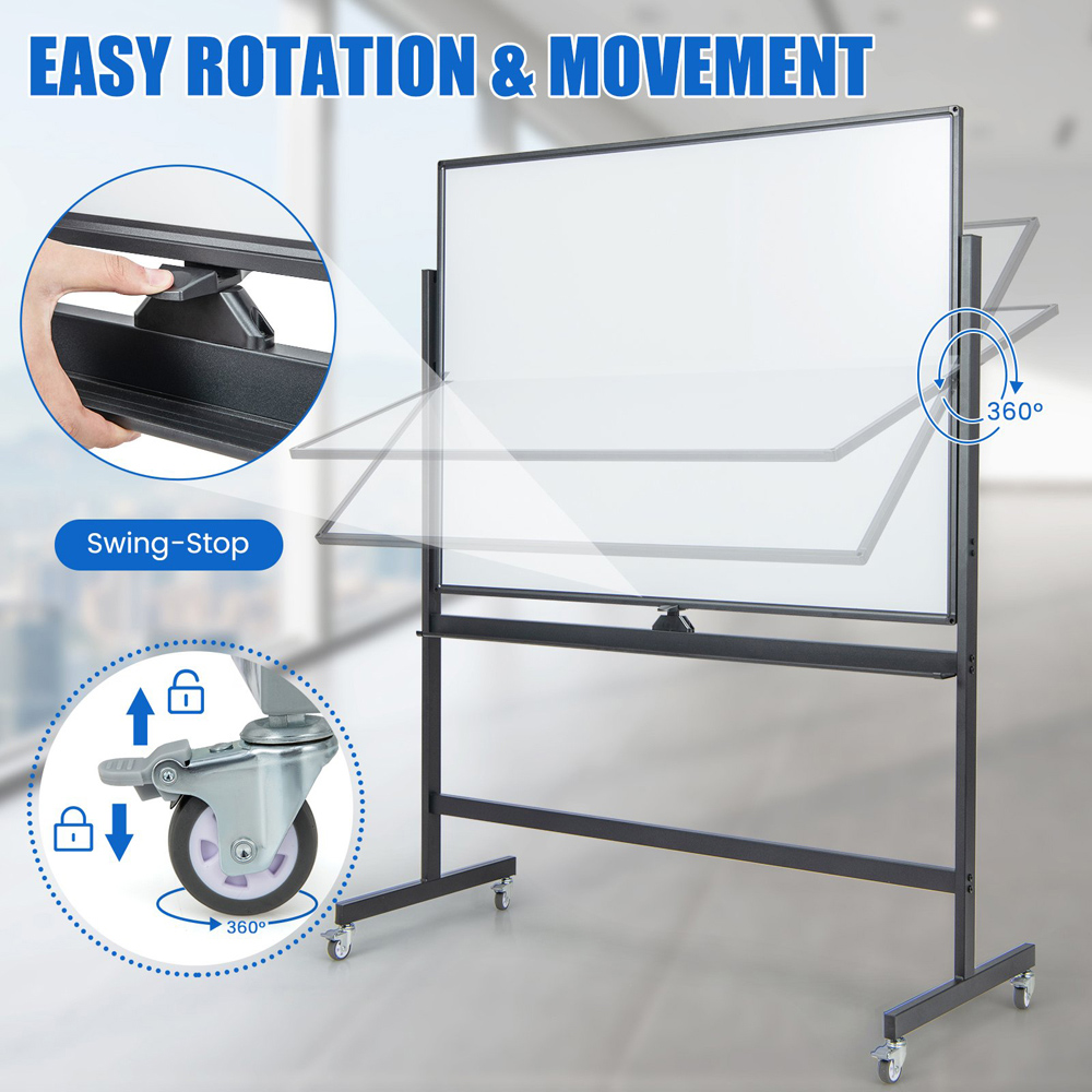 Costway Black Mobile Reversible Whiteboard Image 7