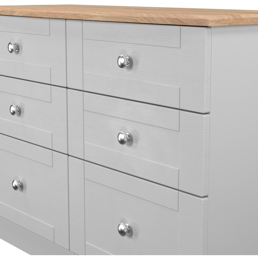 Crowndale Sussex 6 Drawer Grey Ash and Bardolino Oak Wide Chest of Drawers Ready Assembled Image 5