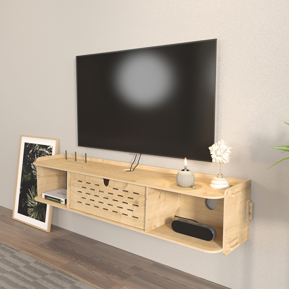 Decorotika Sima Single Door 2 Shelf MDF TV Unit Image 5