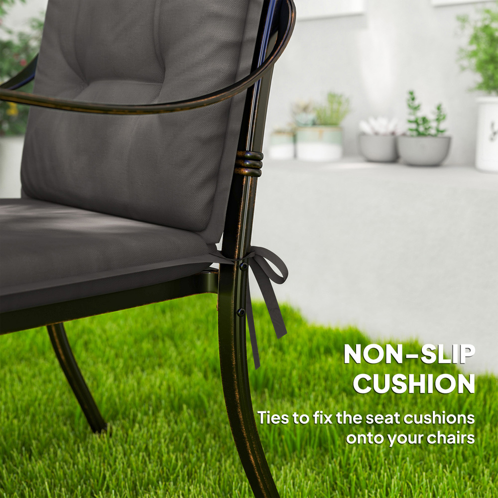 Outsunny Charcoal Grey Garden Chair Cushions 50 x 50cm 4 Pack Image 6