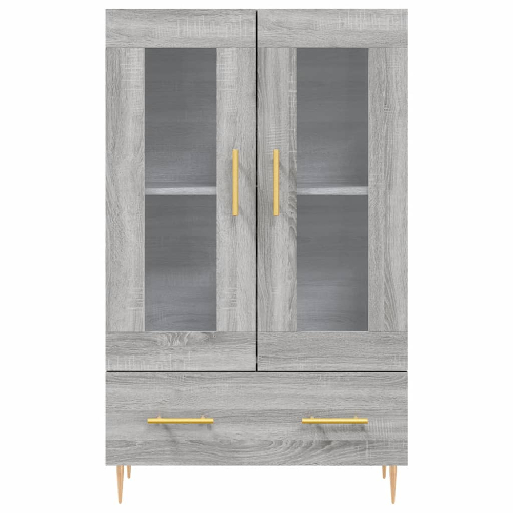 vidaXL 2 Glass Door Single Drawer Grey Sonoma Highboard Image 6