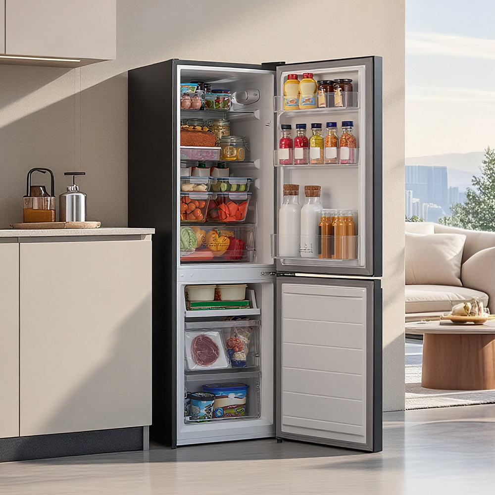 Living and Home Black 174L Freestanding Fridge Freezer with Adjustable Thermostat Image 7