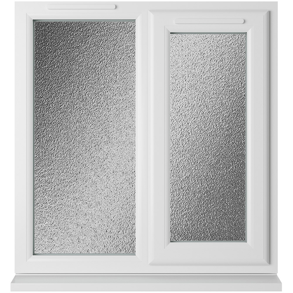 Crystal uPVC Double Glazed Window RH Side Hung Next to a Fixed White Obscure Glass 905x965mm Image 1