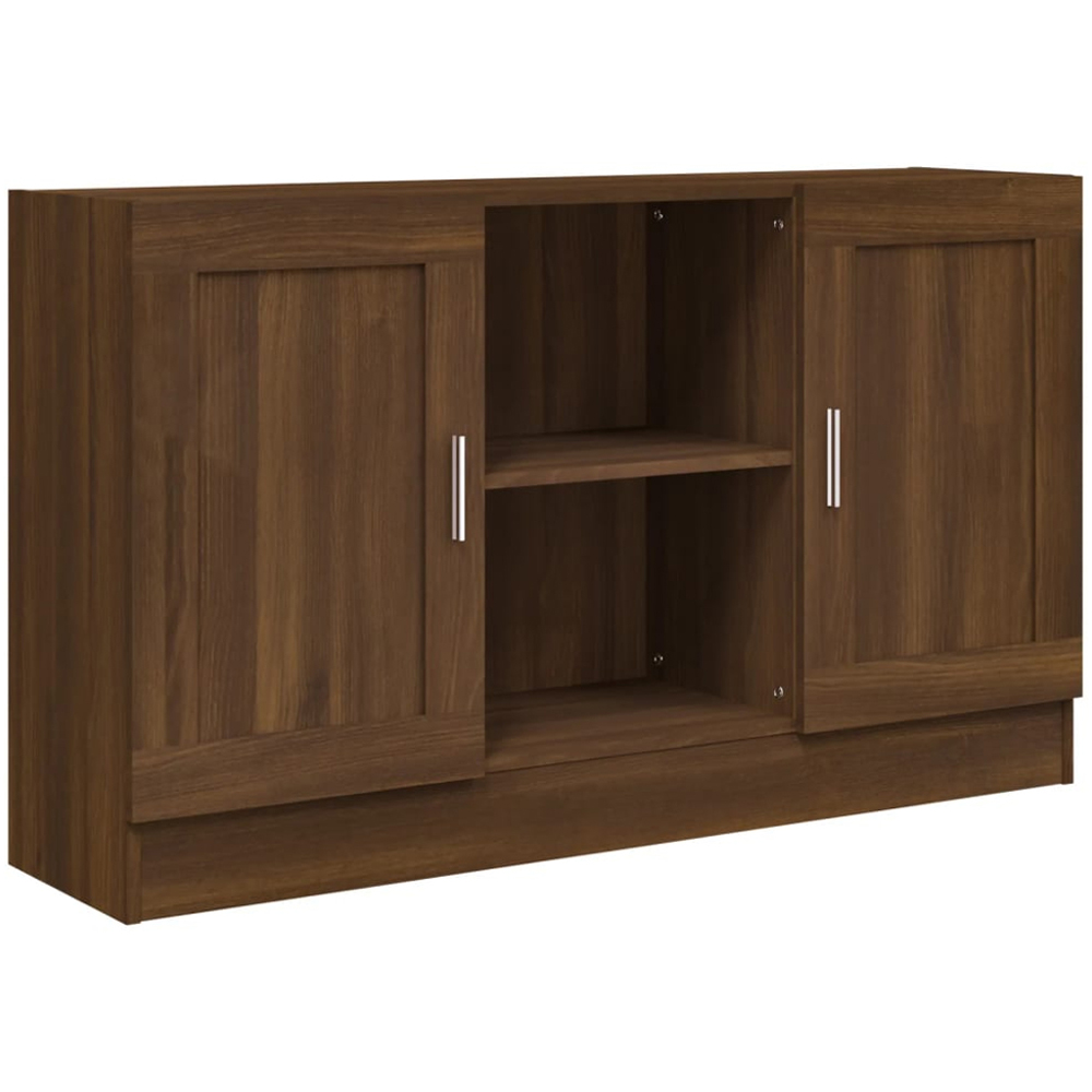 vidaXL 2 Door 2 Shelf Brown Oak Sideboard Image 2