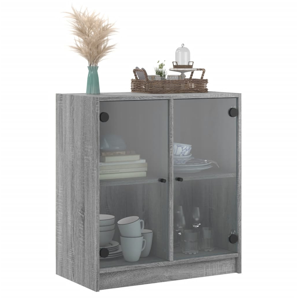 vidaXL 2 Door Grey Side Cabinet Image 4