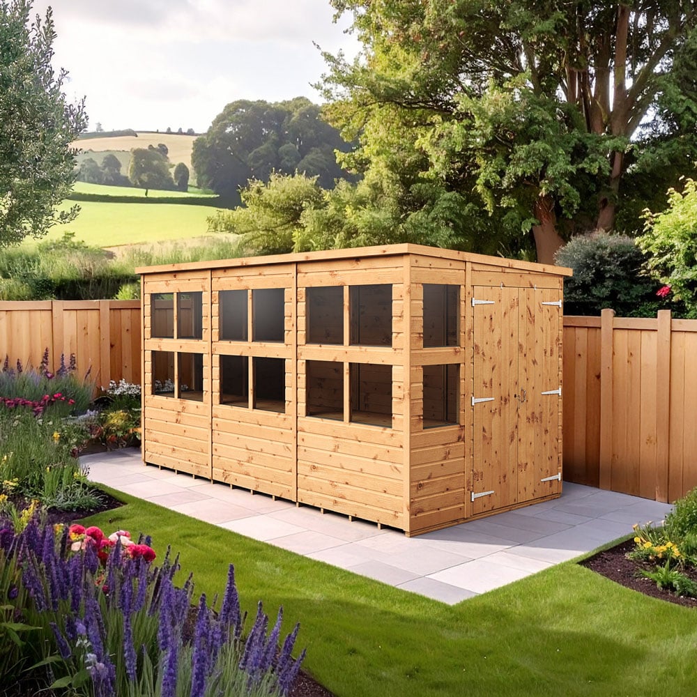 Empire Sheds 12 x 6ft 2 Door Dipped Treated Tongue and Groove Pent Potting Shed Image 2