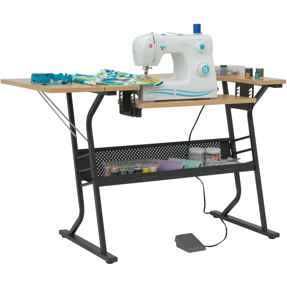 Sewing Online Eclipse 13368 2 Shelf Black and Maple Hobby and Sewing Table Image 2
