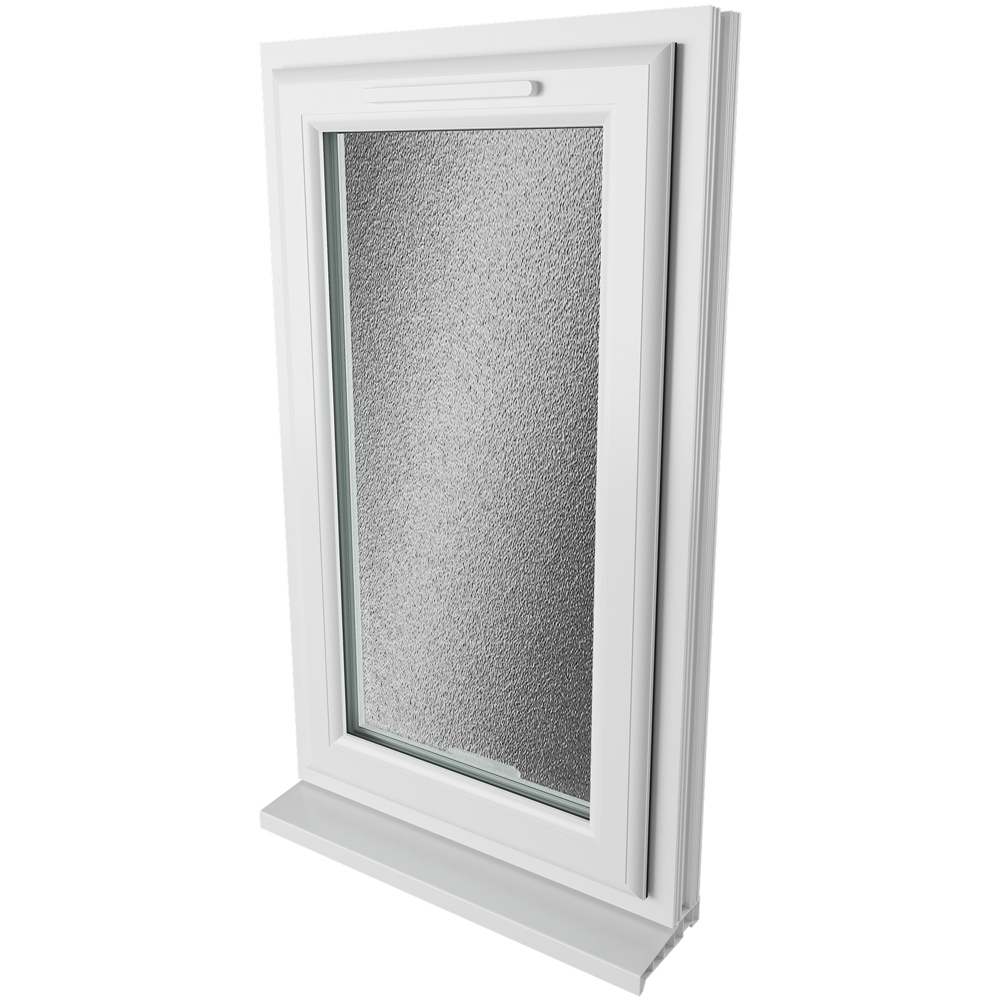 Crystal uPVC Double Glazed Window Right Hand Side Hung White Obscure Glass 610x1115mm Image 9