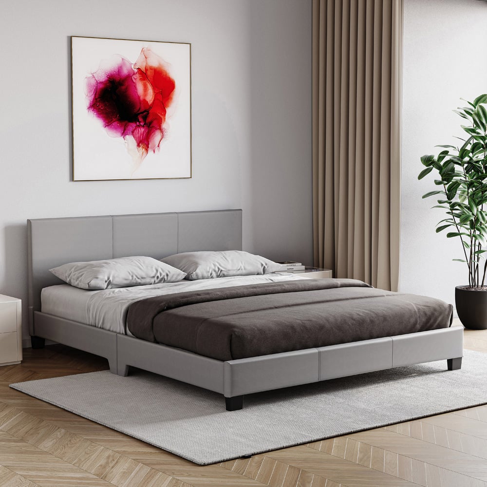 Vida Designs Lisbon King Size Grey Faux Leather Bed Frame Image 5
