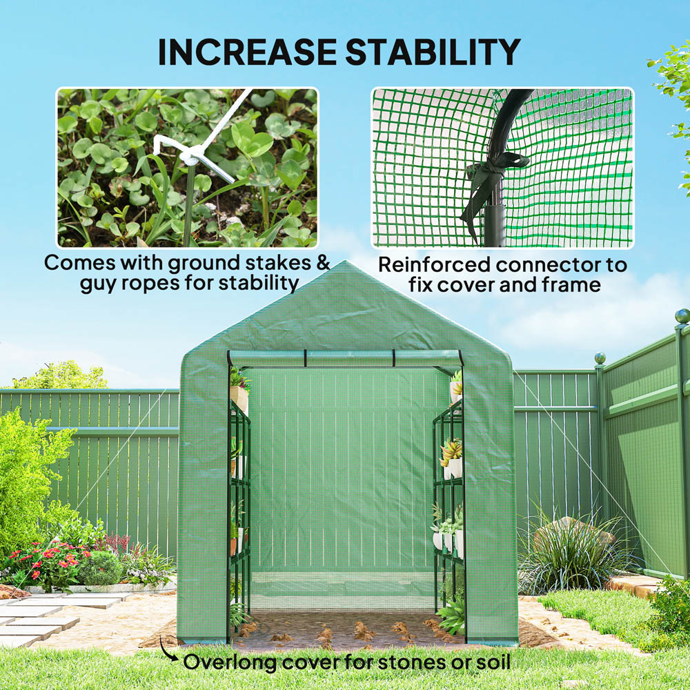 Outsunny Green 8 x 6ft Walk In Polytunnel Greenhouse Image 7