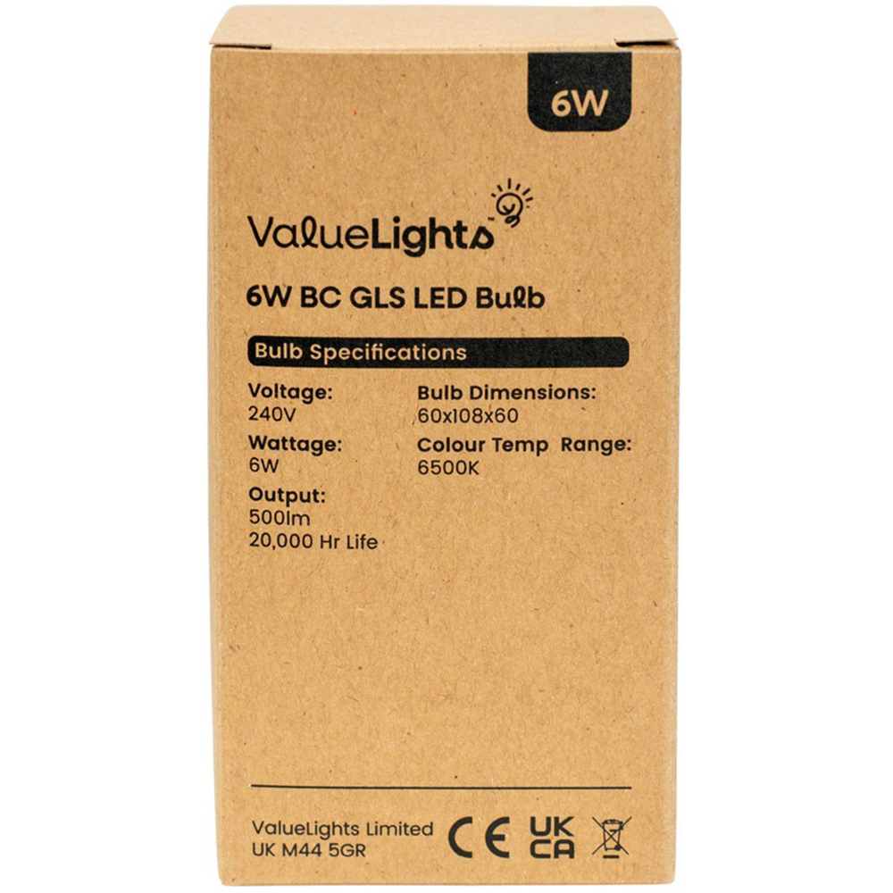 ValueLights 8 Pack B22 LED 6W 6500K Cool White Light Bulbs Image 3