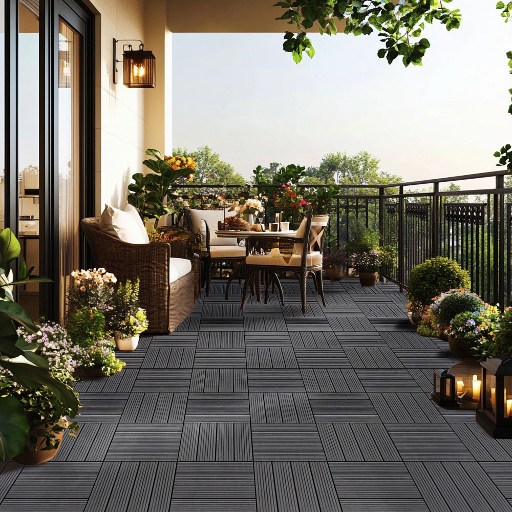 Garden Gear Dark Grey Wood Plastic Composite Deck Tile 10 Pack Image 2