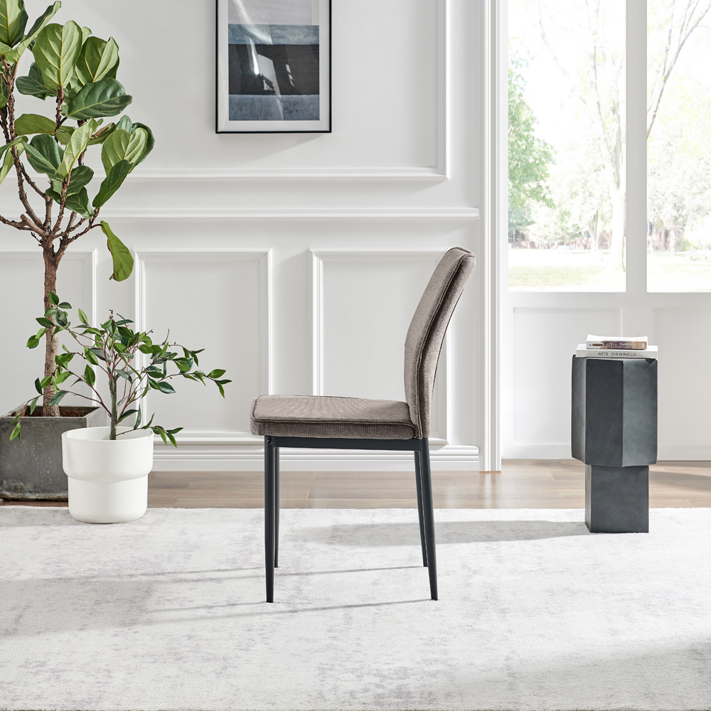 Furniturebox Remi Set of 2 Taupe and Black Textured Weave Dining Chairs Image 8