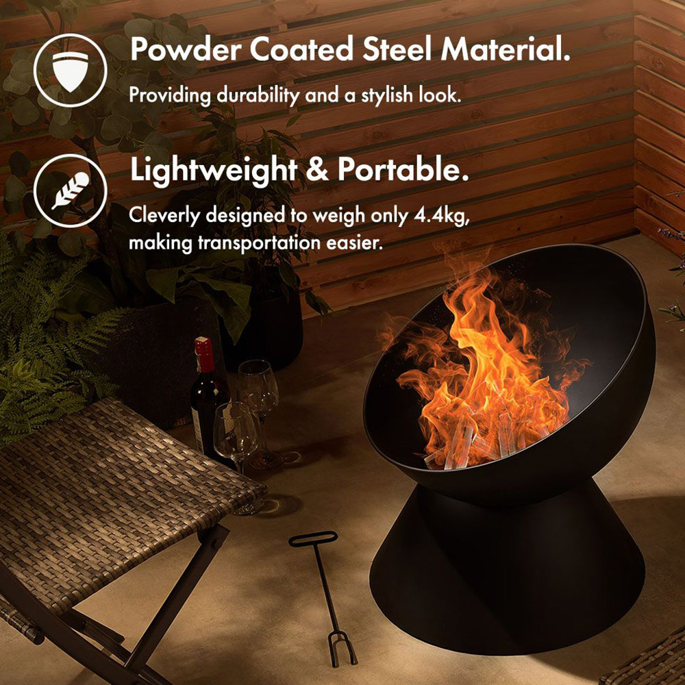 VonHaus Black Raised Bowl Fire Pit Image 5