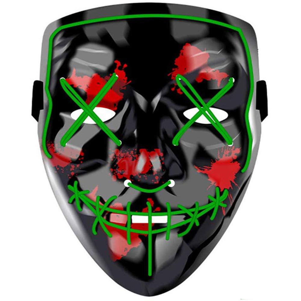Shatchi Neon Green Halloween LED Stitched Purge Mask Image 1