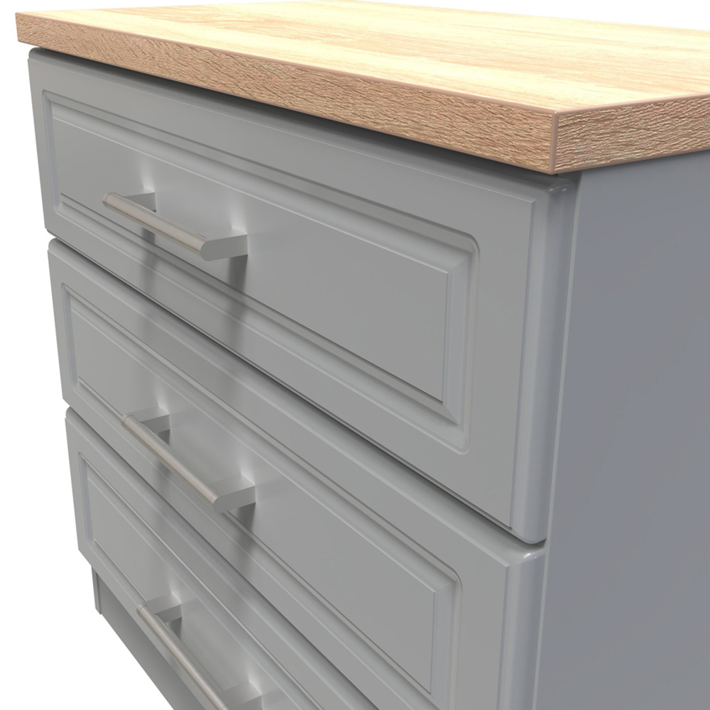 Crowndale Kent 3 Drawer Dusk Grey and Bardolino Oak Chest of Drawers Ready Assembled Image 5