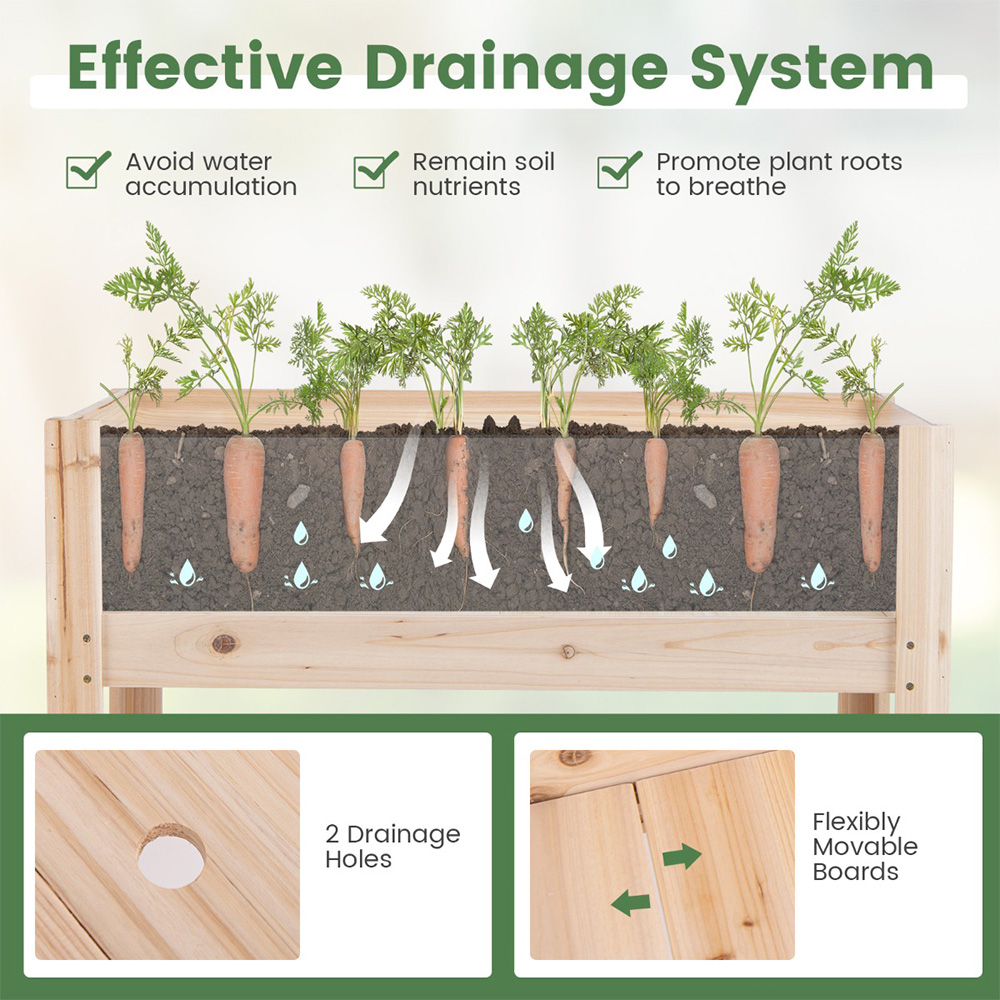 Costway Natural Wooden Raised Garden Bed Image 6