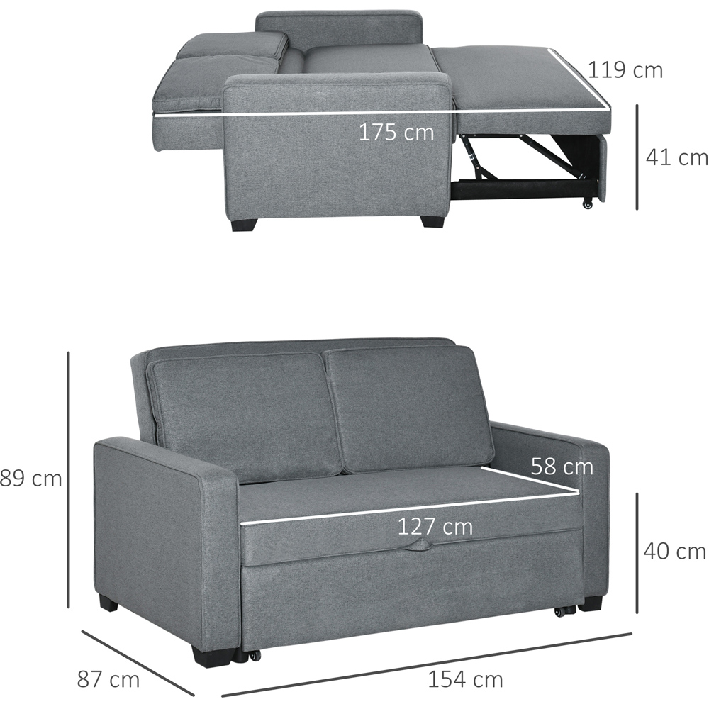 Portland Double Sleeper Grey Linen Touch Sofa Bed Image 8
