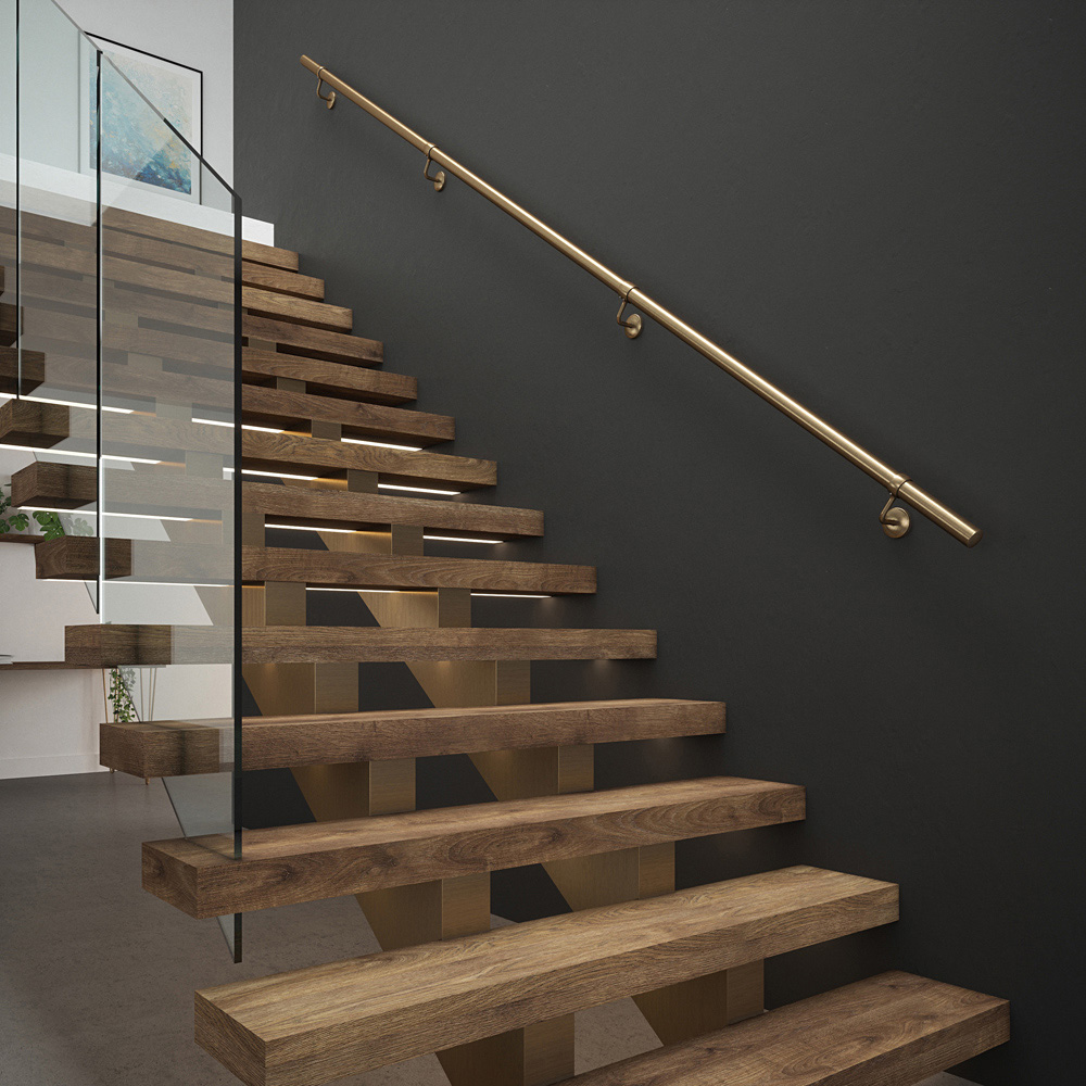 Rothley Stainless Steel Antique Brass Stair Hand Rail Kit 3.6m Image 1