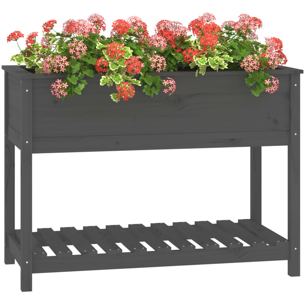 vidaXL Single Shelf Grey Solid Pine Wood Garden Planter 111.5 x 54 x 81cm Image 3