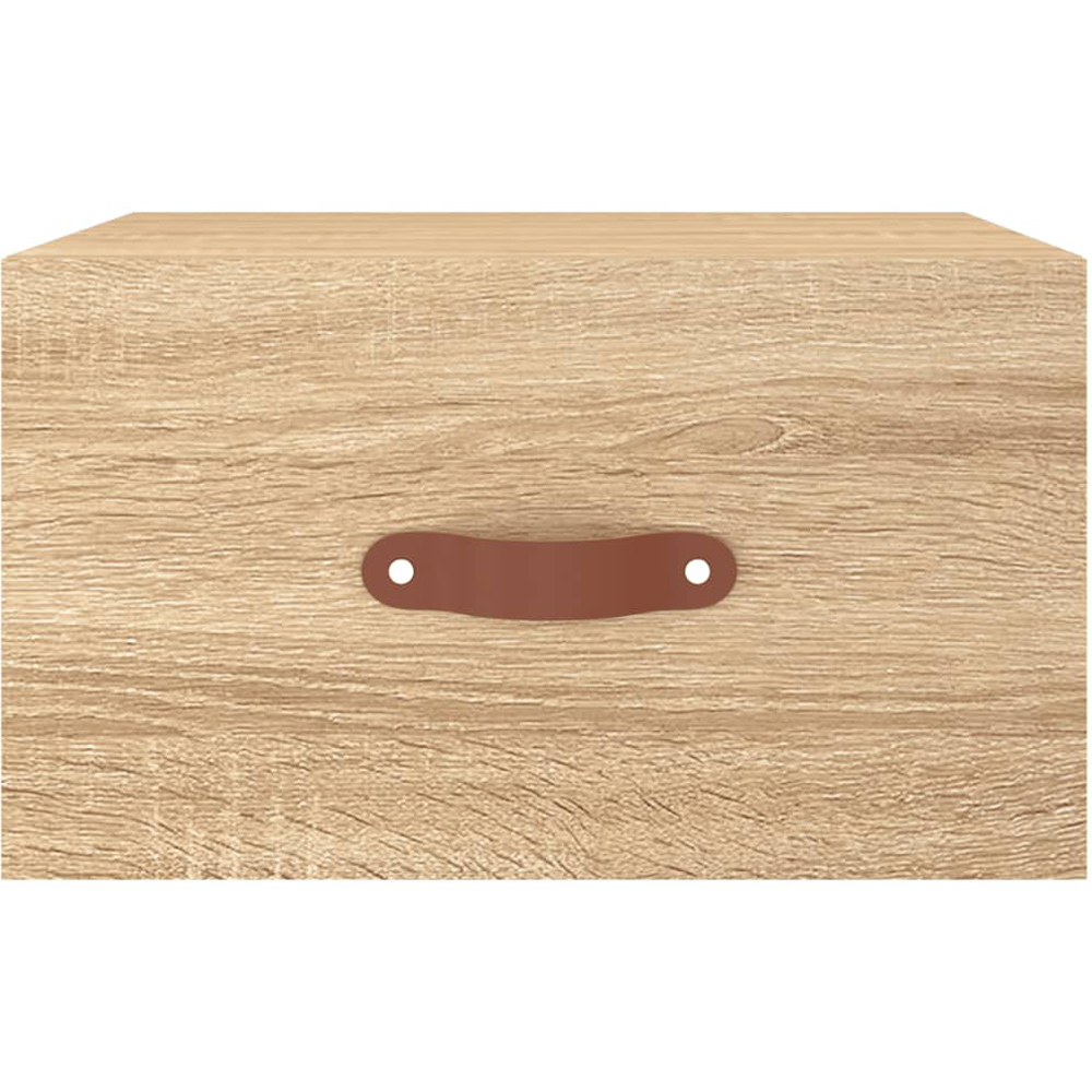 vidaXL Single Drawer Sonoma Oak Wall Mounted Bedside Cabinet with Brown Handle Image 3