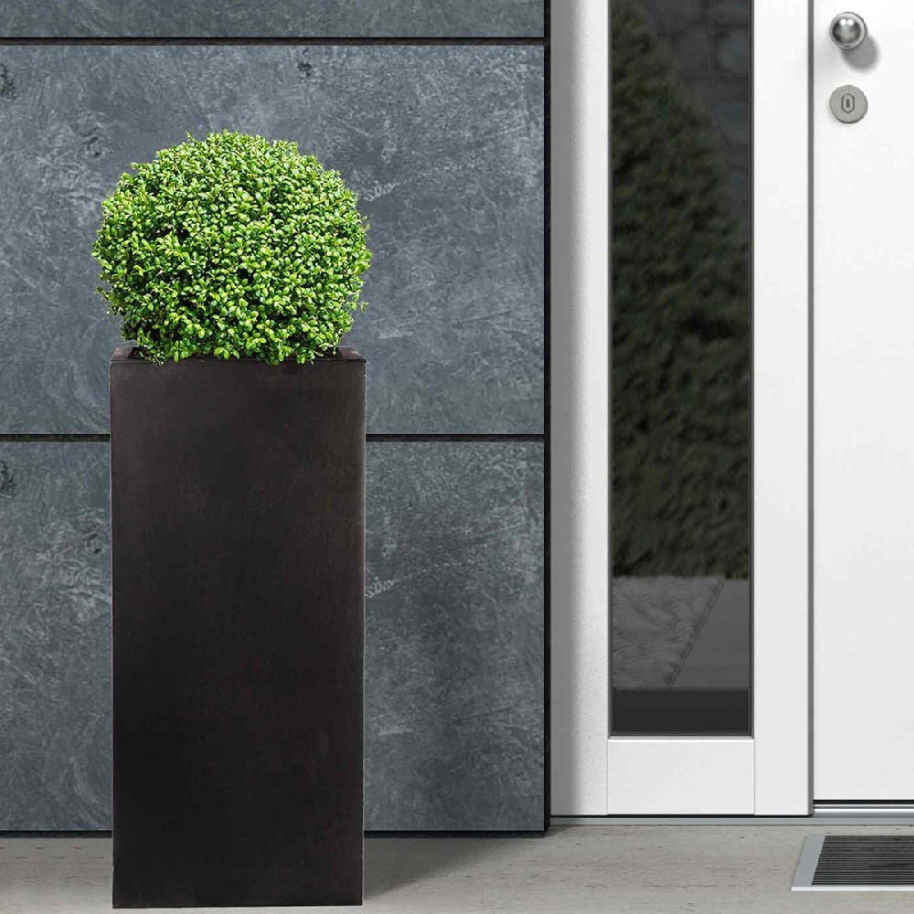 wilko Black Light Concrete Fibrestone Square Outdoor Plant Pot 50cm Image 4