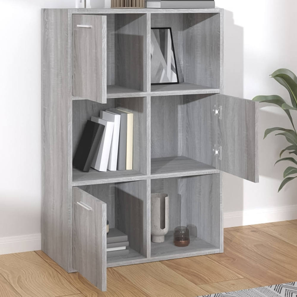 vidaXL 3 Door 3 Open Shelf Grey Sonoma Storage Cabinet Image 1