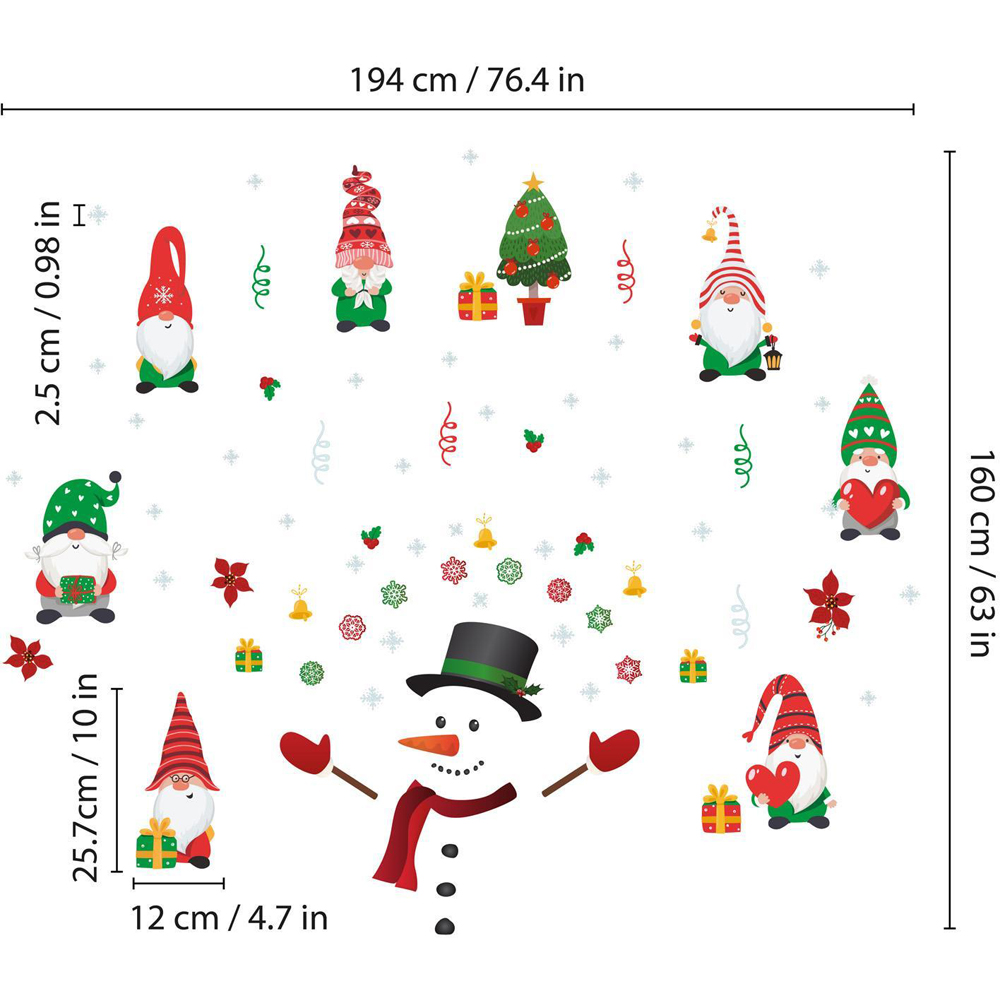 Walplus Cute Gnomes and Snowman Self Adhesive Christmas Wall Stickers 84 Piece Image 6