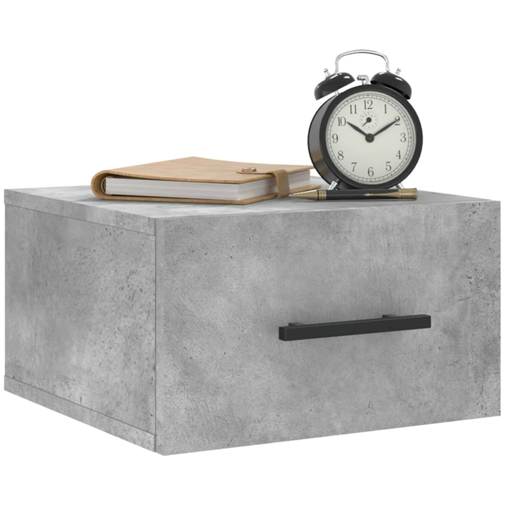 vidaXL Single Drawer Concrete Grey Wall Mounted Bedside Table Image 3
