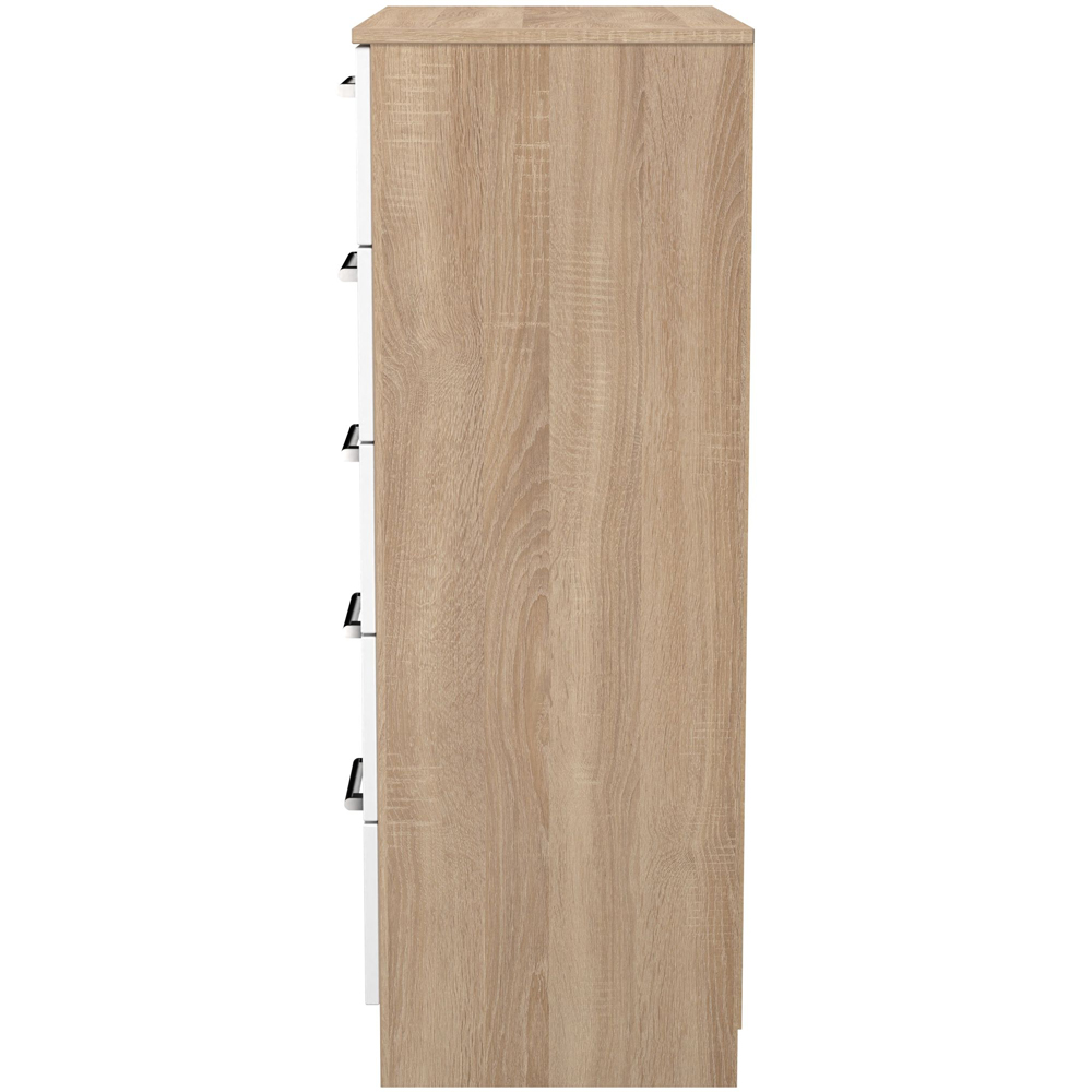 Crowndale Devon 5 Drawer Matt White and Bardolino Oak Chest of Drawers Ready Assembled Image 3