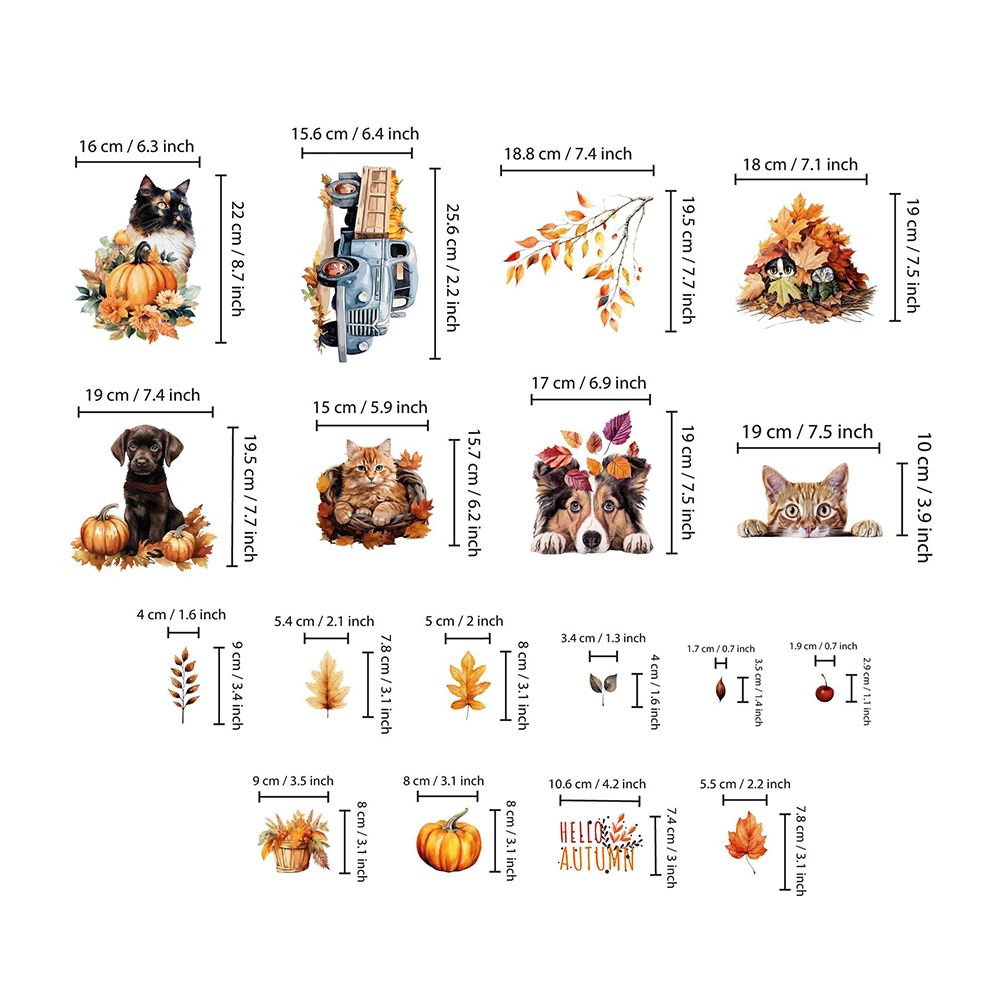 Walplus Halloween 123 Piece Autumn Cats and Dogs Window Cling Set Image 7