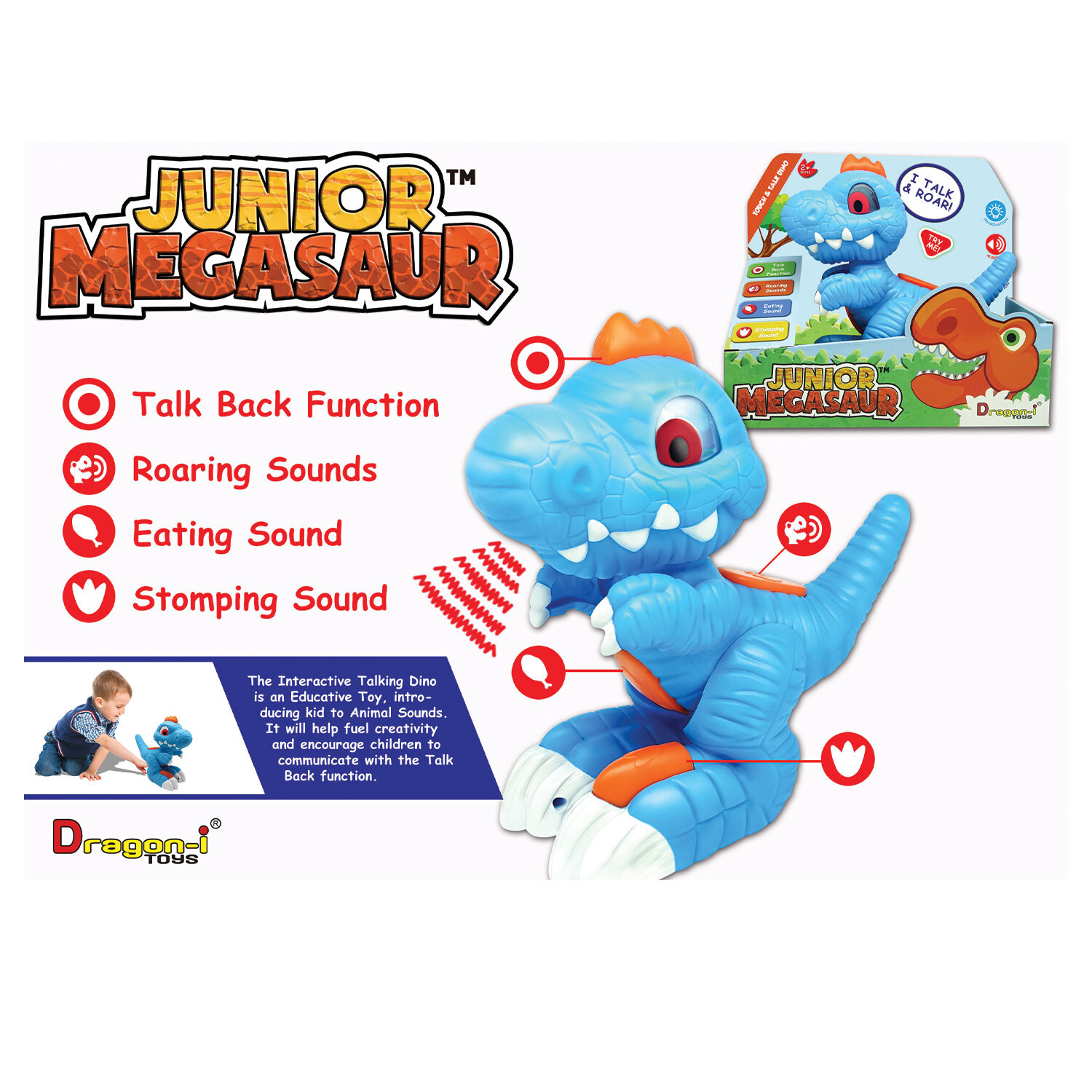 Dragon-i Toys Junior Megasaur Touch and Talk T-Rex Image 3