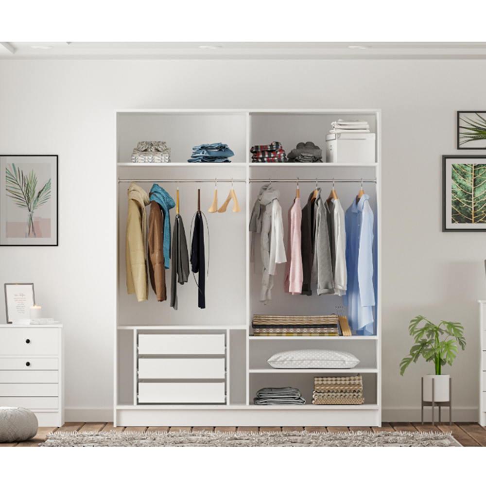 Evu SABRO Sliding Door White Mirrored Wardrobe Image 6