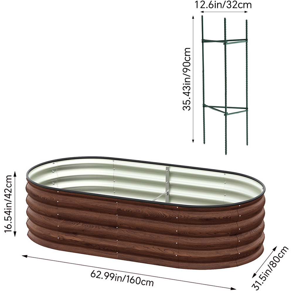 Living and Home Large Brown Galvanised Steel Raised Garden Bed 42 x 80 x 160cm Image 9