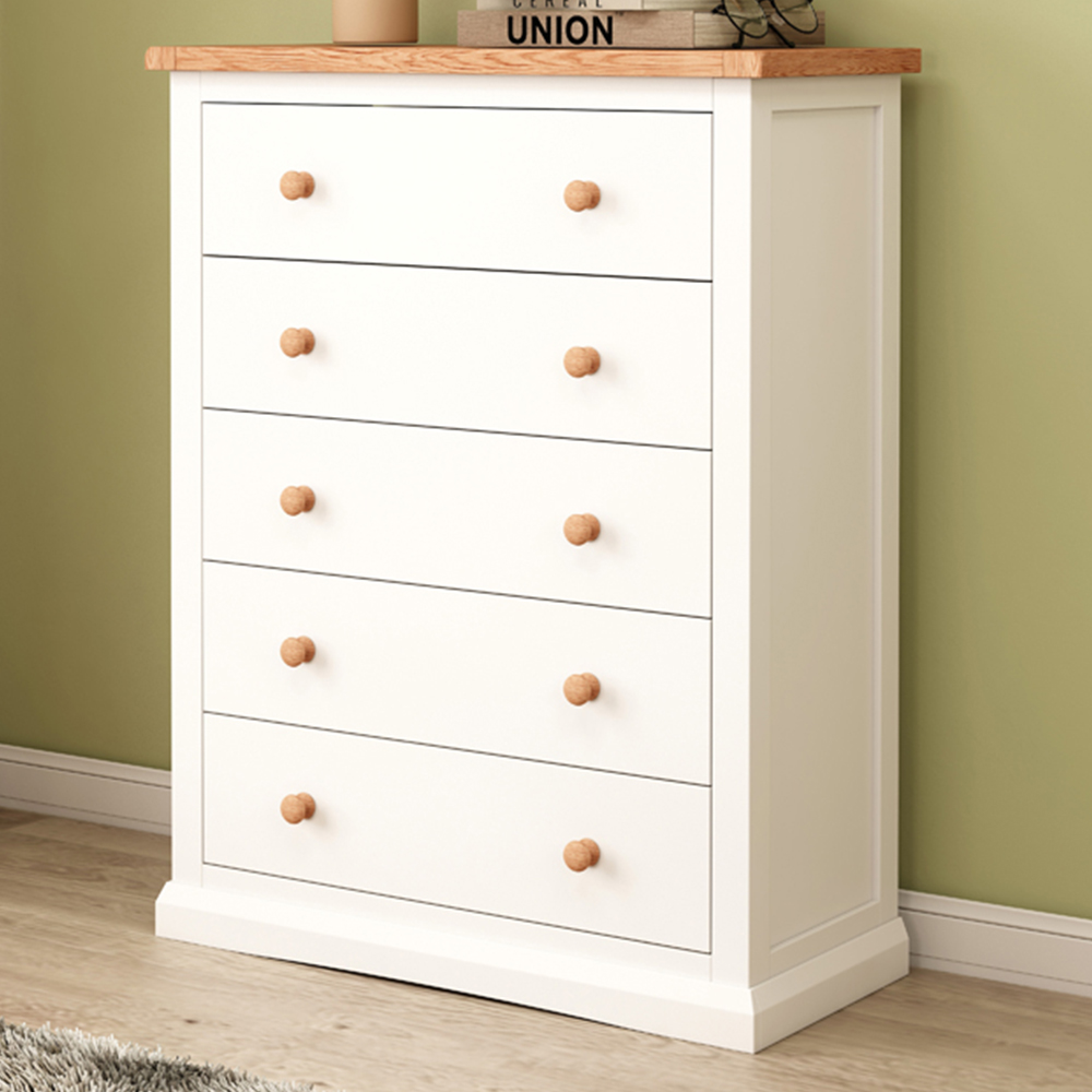 Cabinet Bits Castelli 5 Drawer White Wood Knob Chest of Drawers Image 1